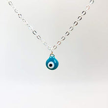 Load image into Gallery viewer, HUNO Lucky Evil Eye Necklaces Tiny Blue Eyes Choker Pendant Good Luck Women Jewelry-Silver Light Blue