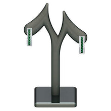 Load image into Gallery viewer, Silver Smile Sterling Silver Hoop Earrings | 2.5 CTW Dual Lab-Created White Topaz and Emerald Earrings With Push Backs | Baguette Huggie Earrings | Cute Earrings Aesthetic | Hanging Earrings