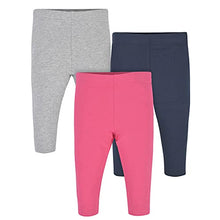 Load image into Gallery viewer, Gerber Baby Girls' Toddler 3-Pack Premium Leggings, Hot Pink/Navy, Newborn
