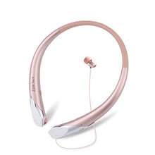 Load image into Gallery viewer, ZSW Tech Bluetooth Headphones, Wireless Retractable Earbuds Neckband Headset Sports Sweatproof Earphones with Mic (2017 Upgraded Version, 15 Hours Play Time, Rose)