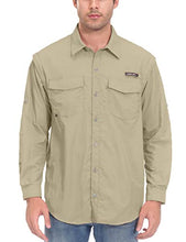 Load image into Gallery viewer, Little Donkey Andy Men's Long Sleeve Fishing Shirt with Detachable Sleeves, Breathable and Fast Dry Pale Khaki S
