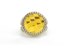 Load image into Gallery viewer, Elegant November Birthstone Ring by Anemone Jewelry - Classy 16mm Citrine Gem in 925 Sterling Silver - Handmade Citrine Ring - Perfect for Any Occasion - Free Box