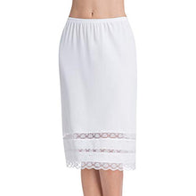 Load image into Gallery viewer, Half Slips for Women Underskirt Dress Extender Lace Trim Knee Length Midi Skirt 19-26" Length White Large