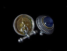 Load image into Gallery viewer, Men's Cufflinks Handmade Antique Style Sterling Silver Set With Rare Blue Natural Kyanite Gemstone A Priceless Gift