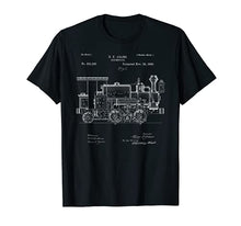 Load image into Gallery viewer, Vintage Patent Print 1886 Locomotive Steam Train Gift T-Shirt