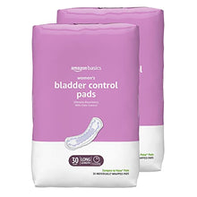 Load image into Gallery viewer, Amazon Basics Incontinence, Bladder Control & Postpartum Pads for Women, Ultimate Absorbency, Long Length, 60 Count, 2 Packs of 30 (Previously Solimo)