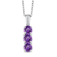 Load image into Gallery viewer, Gem Stone King 925 Sterling Silver Build Your Own Personalized Round 3 Birthstones with Diamond Fashion Pendant Necklace For Women with 18 Inch Silver Chain