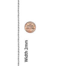 Load image into Gallery viewer, LIFETIME JEWELRY 2mm Rope Chain Necklace 24k Real Gold Plated for Women and Men (White Gold, 22)