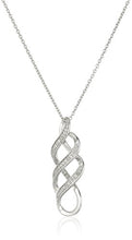 Load image into Gallery viewer, Amazon Collection Sterling Silver Diamond Twist Pendant Necklace (1/10 cttw), 18"