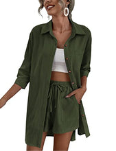 Load image into Gallery viewer, Zeagoo Women's Lounge 2 Piece Sets Solid Summer Casual Loose Fit Outfits With Pockets,Army Green,Large