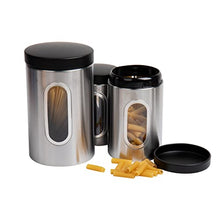 Load image into Gallery viewer, Mind Reader 3 Piece Canister Set, 1, 1.5, 2 Quart, Silver with Black