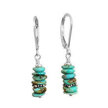 Load image into Gallery viewer, Natural Turquoise Bead Stack and Sterling Silver Earrings on leverbacks