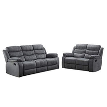 Load image into Gallery viewer, AC Pacific 2-Piece Reclining Living Room Upholstered Sofa, Set with 4, Sofa & Loveseat, Grey