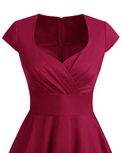 Load image into Gallery viewer, Womens 50s Retro Swing Dress Knee Length Mother of The Bride Dresses for Wedding Dark Red M