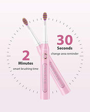 Load image into Gallery viewer, Electric Toothbrush Clean as Dentists, Rechargeable Sonic Toothbrushes Built-in Smart Timer and 5 Deep Cleaning Modes, with 3 Replacement Brush Heads, Waterproof, Pink