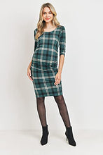 Load image into Gallery viewer, LaClef Women's Ruched Bodycon Basic Maternity Dress (Green/Multi Plaid, L)