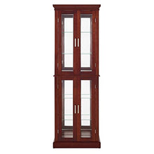 Load image into Gallery viewer, GOOD & GRACIOUS 4 Door Curio Cabinet with Lights, Tempered Glass Adjustable Shelves, and Mirrored Back, Walnut