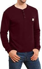 Load image into Gallery viewer, YTD Mens Long Sleeve Henley T-Shirt Fashion Casual Big & Tall Shirts with Pocket Medium Wine Red