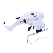 Load image into Gallery viewer, YOCTOSUN LED Head Magnifier, Rechargeable Hands Free Headband Magnifying Glass with 2 Led, Professional Jeweler's Loupe Light Bracket and Headband are Interchangeable