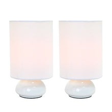 Load image into Gallery viewer, Simple Designs LT2043-WHT-2PK Gemini Colors 2 Pack Mini Touch Fabric Shades Table Lamp Set, White/White