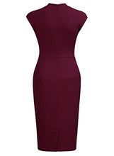 Load image into Gallery viewer, Miusol Women's Business Slim Style Ruffle Work Pencil Dress(Small,B-Wine)