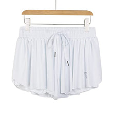 Load image into Gallery viewer, luogongzi 2 in 1 Flowy Women Shorts Gym Yoga Athletic Workout Running Biker Spandex Comfy Lounge Sweat Skirt Summer (L, White)