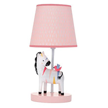 Load image into Gallery viewer, Lambs & Ivy Jazzy Jungle Zebra White/Peach Nursery Lamp with Shade & Bulb