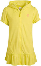 Load image into Gallery viewer, Pink Platinum Girls' Hooded Terry Swim Cover Up, Lemon, 5/6