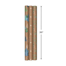 Load image into Gallery viewer, Hallmark Kraft Cut Lines on Reverse (3 Rolls: 90 sq ft TTL) Gift, Tri-Pack, Sustainable Holiday Wrap