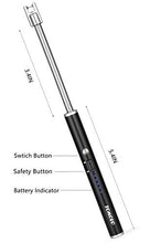 Load image into Gallery viewer, TOMOLO Lighter, Rechargeable Candle Lighter Grill Lighter Electric Arc Lighter with Flexible Neck, LED Battery Display Safety Switch for Candle Camping Cooking BBQs Fireworks (Black&Silver, Pack of 2)