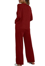 Load image into Gallery viewer, Fall Two Piece Pajamas For Women Long Sleeve Lounge Sets Loungewear Set Burgundy M