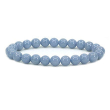 Load image into Gallery viewer, Natural Blue Angelite Gemstone 8mm Round Beads Stretch Bracelet 7 Inch