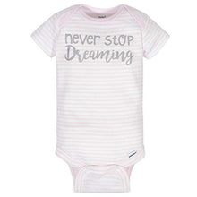 Load image into Gallery viewer, GERBER Baby Girls 4-Pack Short Sleeve Onesies Bodysuits, Pink Unicorns, 0-3 Months