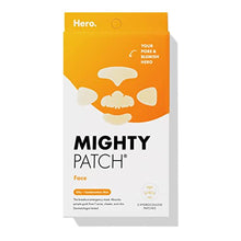 Load image into Gallery viewer, Mighty Patch Face from Hero Cosmetics - XL Hydrocolloid Face Mask for Acne, 5 Large Pimple Patches for Zit Breakouts on Nose, Chin, Forehead & Cheeks - Vegan-Friendly, Not Tested on Animals (1 Count)