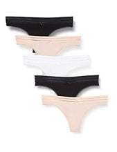 Load image into Gallery viewer, Iris & Lilly Women's Cotton Thong Underwear, Pack of 5, Black/Dusty Pink/White, Medium