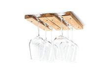 Load image into Gallery viewer, Fox Run Mounted Under-Cabinet Wooden Wine Glass Holder Rack, 11 x 7 x 0.75 inches, Brown