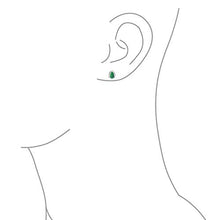 Load image into Gallery viewer, Simple Semi Precious Gemstone Teardrop Pear Shaped Green Agate Simulated Jade Bezel Set Stud Earrings For Women 925 Sterling Silver