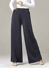 Load image into Gallery viewer, Palazzo Pants with Pockets for Women - Many Colors and Prints - High Waisted Wide Legged - Solid Navy - One Size - 715854664505