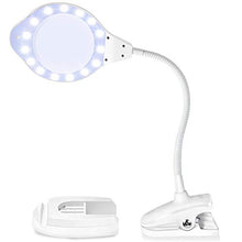 Load image into Gallery viewer, Joypea Magnifying Glass Lamp,2X-4X Magnifier LED Light with Clip and Flexible Neck,Magnifying Lamp USB Powered,Perfect for Reading,Hobbies,Task Crafts or Workbench- White