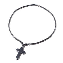 Load image into Gallery viewer, Shop LC Delivering Joy Set of 2 Cross Love Heart Pendant with Hematite Beaded Necklace in Stainless Steel Oxidized Jewelry for Women 20"