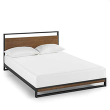 Load image into Gallery viewer, ZINUS Suzanne 37 Inch Metal and Wood Platform Bed Frame / Solid Wood & Steel Construction, Chestnut Brown, Queen & 10 Inch Green Tea Memory Foam Mattress / CertiPUR-US Certified, Queen