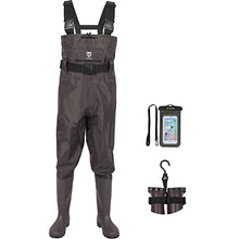 Load image into Gallery viewer, TIDEWE Bootfoot Chest Wader, 2-Ply Nylon/PVC Waterproof Fishing & Hunting Waders with Boot Hanger for Men and Women Brown Size 12
