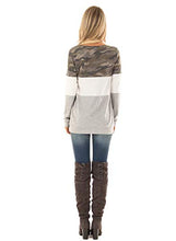 Load image into Gallery viewer, VIMPUNEC Women's Color Block Camouflage Boat Neck Long Sleeve T Shirt