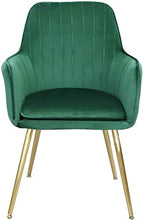 Load image into Gallery viewer, Lansen Furniture Modern Living Dining Room Accent Arm Chairs Club Guest with Gold Metal Legs (2, Green)