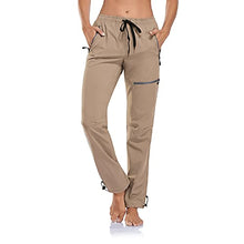 Load image into Gallery viewer, BINSTERAIN Women's Cargo Hiking Pants Zipper Pockets Lightweight Outdoor Elastic Waist Quick Dry Water Resistant UPF 50+ (Khaki, M)