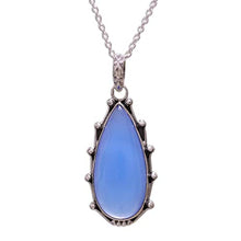 Load image into Gallery viewer, NOVICA Chalcedony .925 Sterling Silver Pendant Necklace, 17.25", Peaceful Blues'