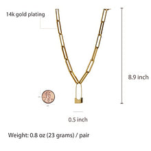 Load image into Gallery viewer, 14K Gold Plated Vintage Distressed Chain Choker Gold Lock Pin Chain Necklace for Women Girl Gifts Valentines/Birthday/Anniversary/Mother’s Day