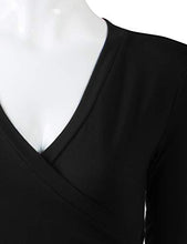 Load image into Gallery viewer, Doublju Women's Long Sleeve Deep V-Neck Top Bodycon Surplice Dress Black XL