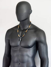 Load image into Gallery viewer, Snowflake Obsidian and Picture Jasper Long Beaded Dowsing Pendulum Pendant Necklace for Men Natural Stone Handmade Jewelry