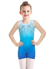 Load image into Gallery viewer, Boyoo Girls Gymnastic Leotards with Shorts Shiny Diamond Kids Ballet Dance Outfit One Piece Biketard for Age 3-10